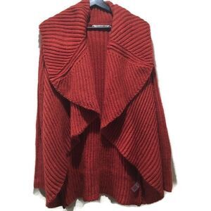 Soft Surroundings Burnt Orange Open waterfall chunky knit cardigan XS